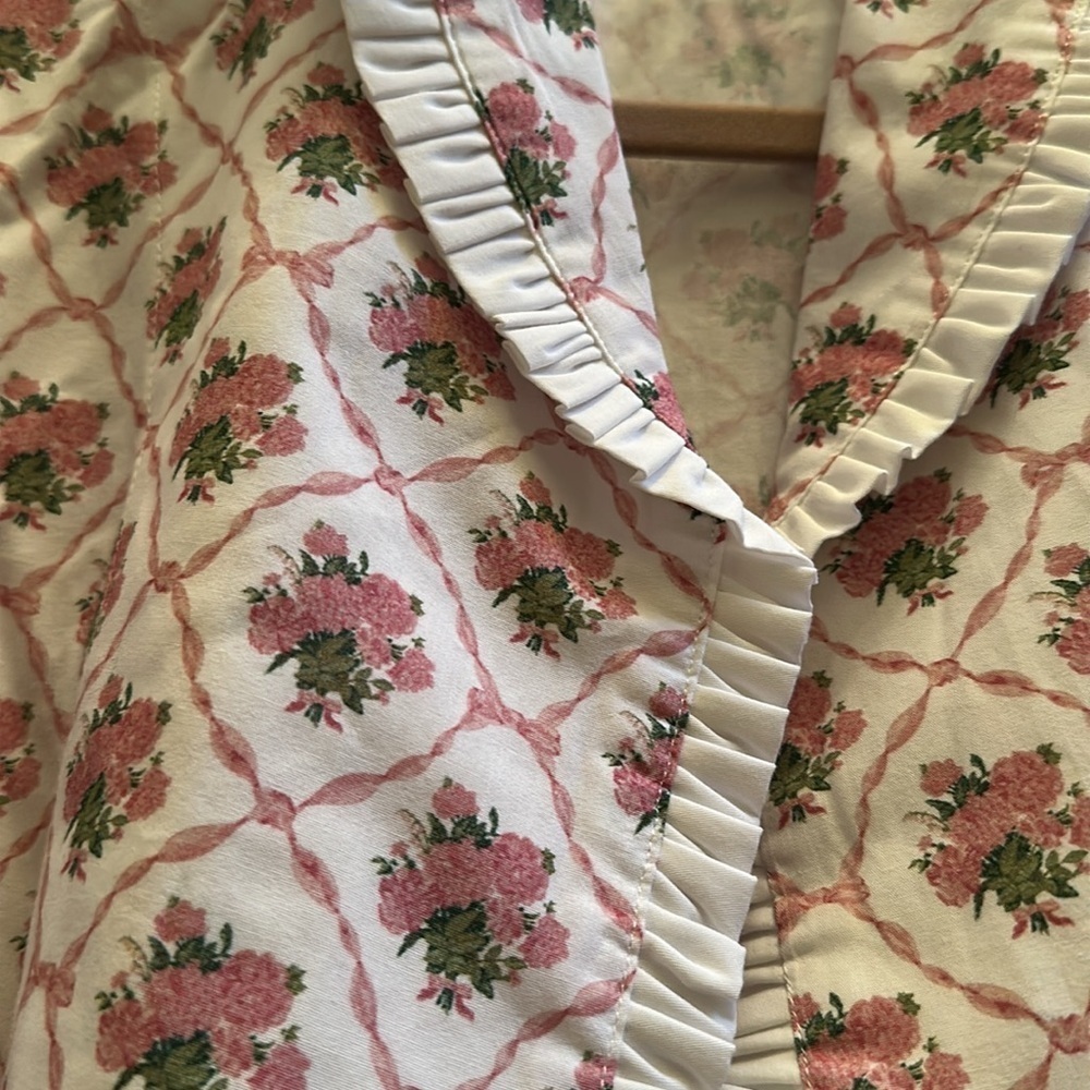 Mrs. Alice Pink Bouquet Dressing Gown Floral Patterned Robe House Dress SzXS-S - Picture 5 of 10